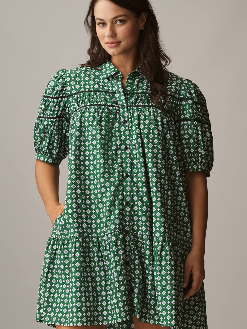 The Leandra Shirred Yoke
Mini Dress by Maeve